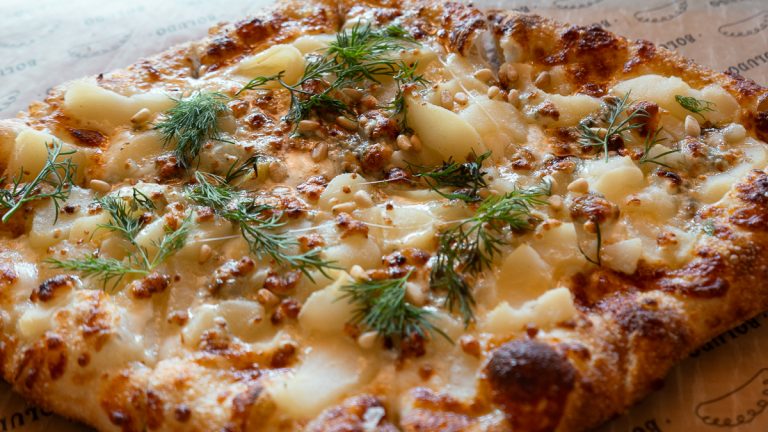 A peras (pear) pizza pie from Boludo in Minneapolis, MN.