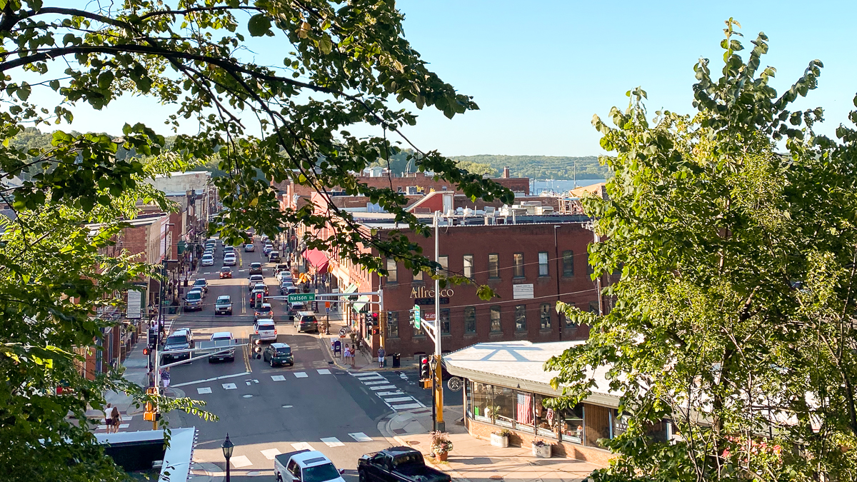 Historic buildings on the main street of Downtown Stillwater, Minnesota.