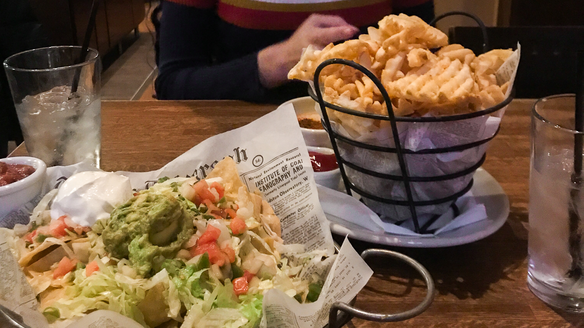 Waffle fries and nachos at Tavern on France in Edina, MN.